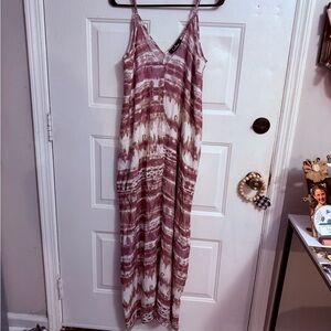 Lulu's Blush and Cream V-Neck Dress